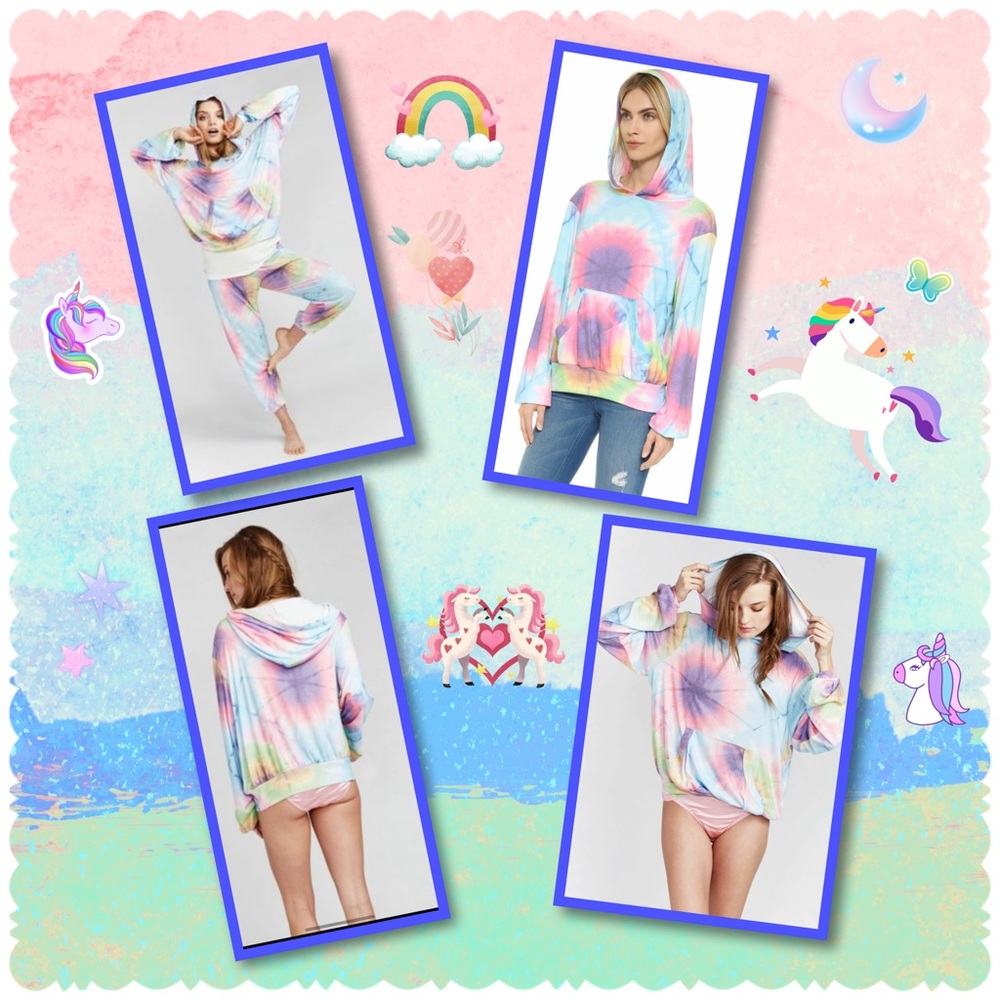 Wildfox Tye Dye “Malibu Unicorn Rainbow” Hoodie